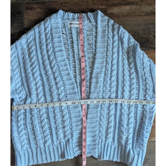 Princess Polly Light Blue Open Knit Cardigan, Size S/M - Picture 3 of 4